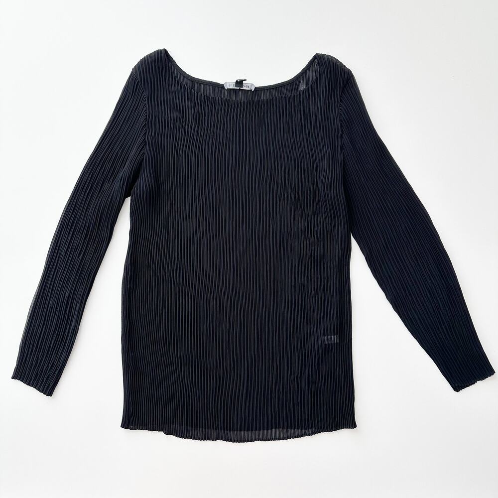 Eileen Fisher Boatneck Pleated Top Black